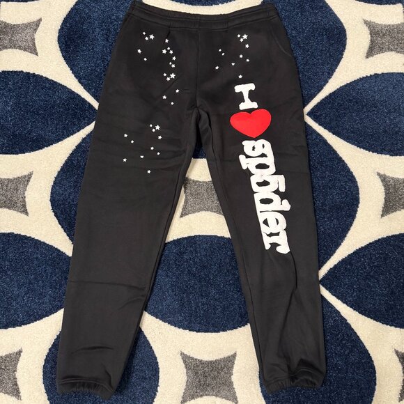 Sp5der I Heart SP5 Sweatpant Black Mens Large - Picture 1 of 4